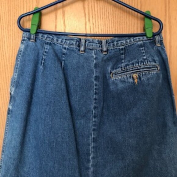 Vintage Eddie Bauer Blue Denim Jean Skirt Rockabilly Zip Button 16 Women's - Picture 3 of 4